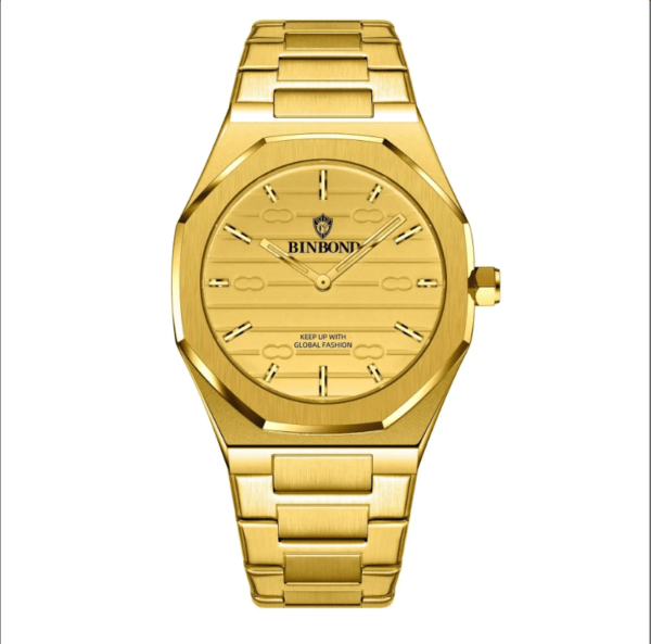 06: BINBOND 818 Full Golden | Brand Casual Men’s Quartz Watch Octagonal Waterproof Night Light Luxurious And Fashionable