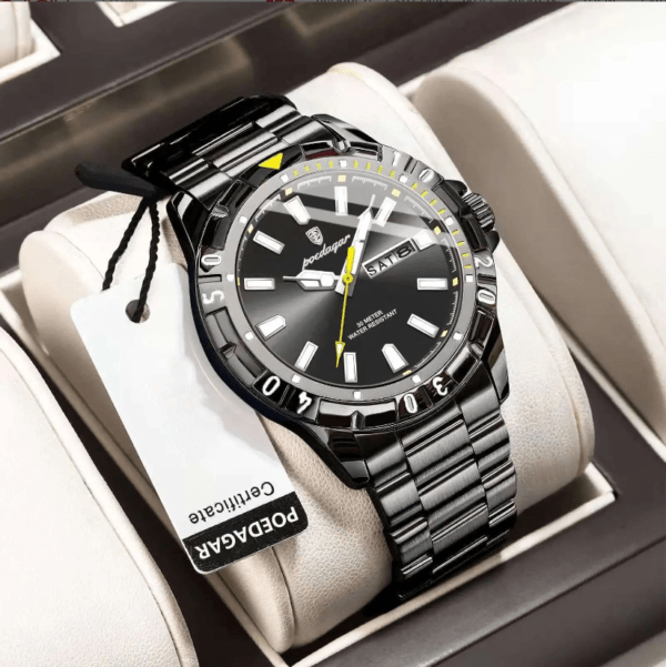 14.POEDAGAR 959 Full Black | Luxury Quartz Man Watch Waterproof Luminous Date Week Men Watch Military Stainless Steel Men’s Watches Sport Male Clock