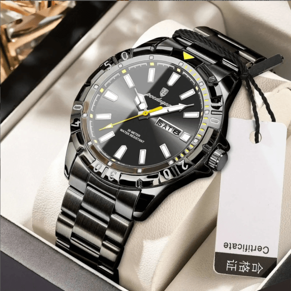 14.POEDAGAR 959 Full Black | Luxury Quartz Man Watch Waterproof Luminous Date Week Men Watch Military Stainless Steel Men’s Watches Sport Male Clock - Image 3