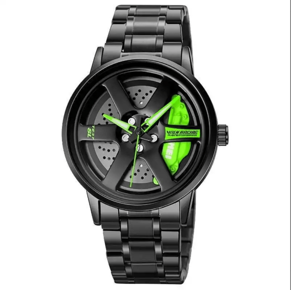 16.SKMEI 1787 Green Black | Rotation Wheel Stainless Steel Quartz Watch For Men - Image 4