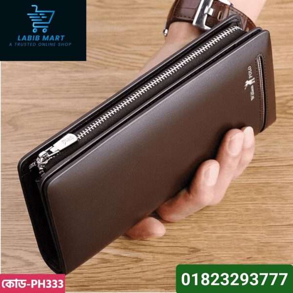 05: PH333-Brown| WILLIAMPOLO Luxury RFID long Genuine Leather Card Holder - Image 3