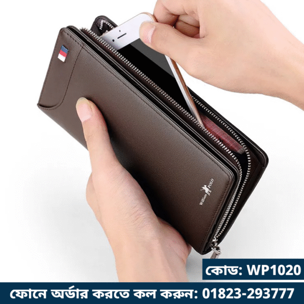#2: WP1020-Brown | WILLIAMPOLO Genuine Leather Long Clutch Zipper Business Wallet for Men